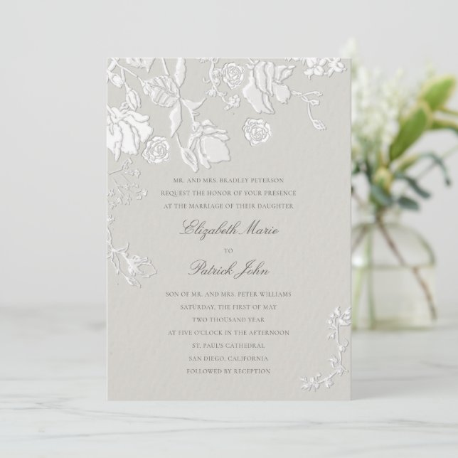 Rose Ivory Sonnet Formal Classic Ethereal Wedding Invitation (Standing Front)