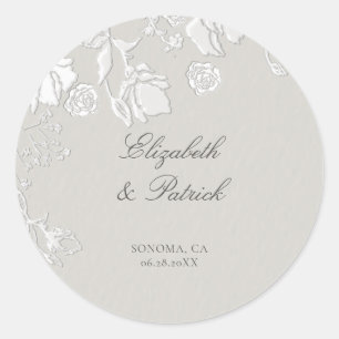 Rose Ivory Sonnet Formal Classic Ethereal Wedding Round Sticker
