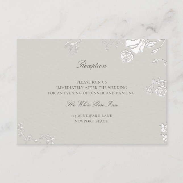Rose Ivory Sonnet Formal Elegant Wedding Reception Enclosure Card (Front)