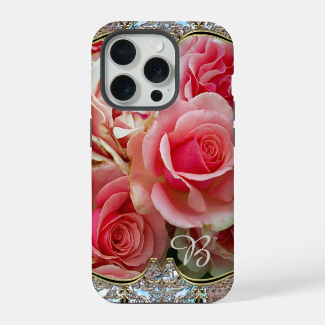 Rose Juxtapose Monogram iPhone Case (Back)