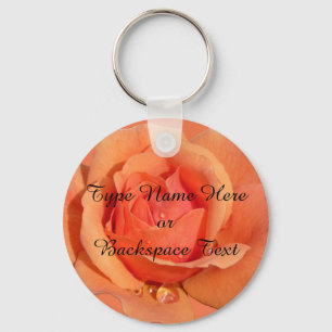 Rose Key Chains Personalised Orange Rose Keychain