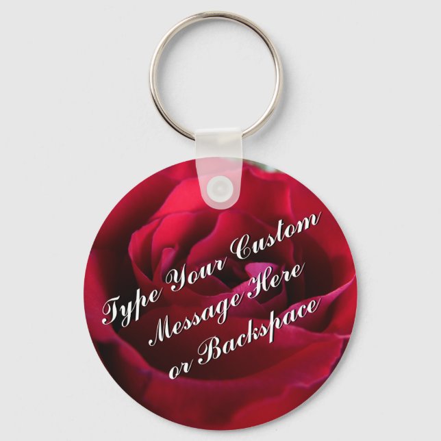 Rose Key Chains Personalised Red Rose Keychain (Front)