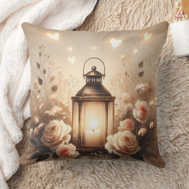 Rose Lantern Glow Bouquet Cushion (Blanket)