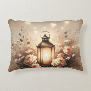 Rose Lantern Glow Bouquet Decorative Cushion