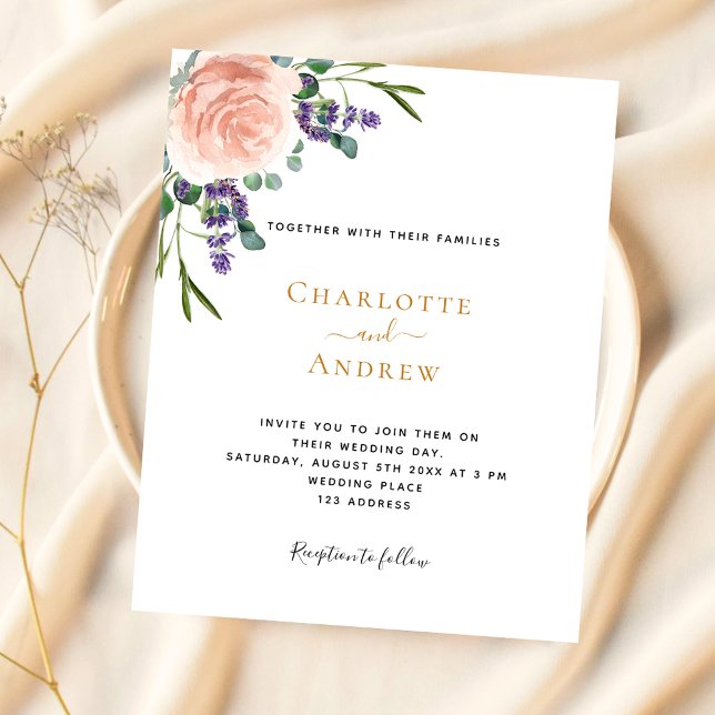 Rose lavender floral greenery wedding invitation (Creator Uploaded)