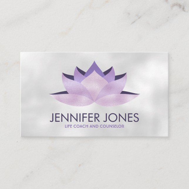 Rose Lavender Lotus Flower Business Card (Front)