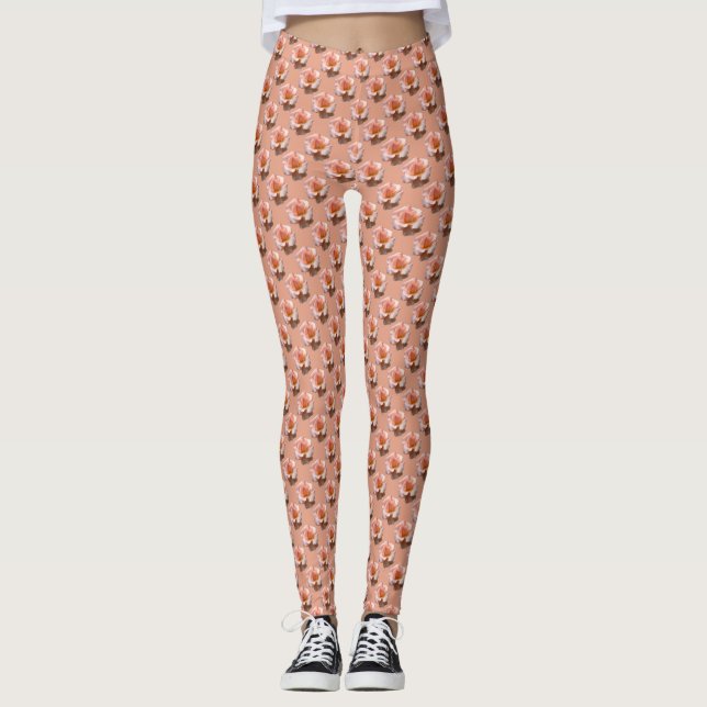 Rose Leggings Peach Wild Rose Leggings (Front)