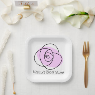 Rose Lilac Bridal Shower square Paper Plate