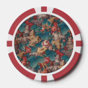 Rose, Lilac, Large Leaves Pattern Vintage Garden Poker Chips