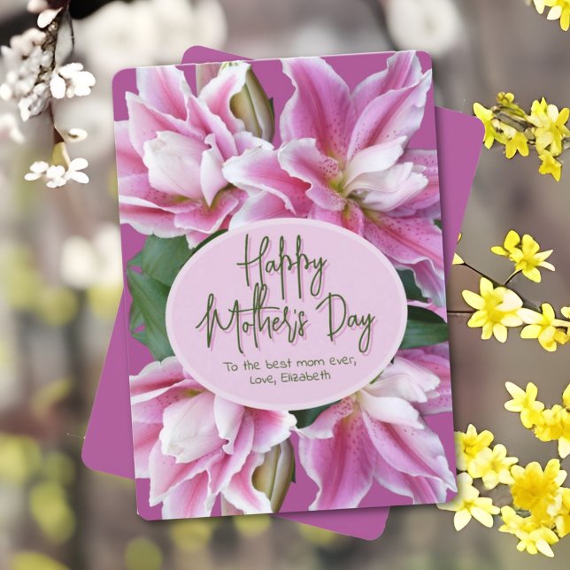 Rose Lily Flowers Happy Mothers Day Card (Creator Uploaded)