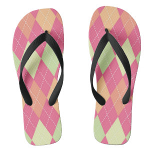 Rose Lime Peach Argyle   Jandals