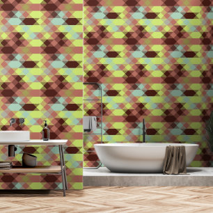 rose, lime, yellow and coffee bean geometric wallpaper