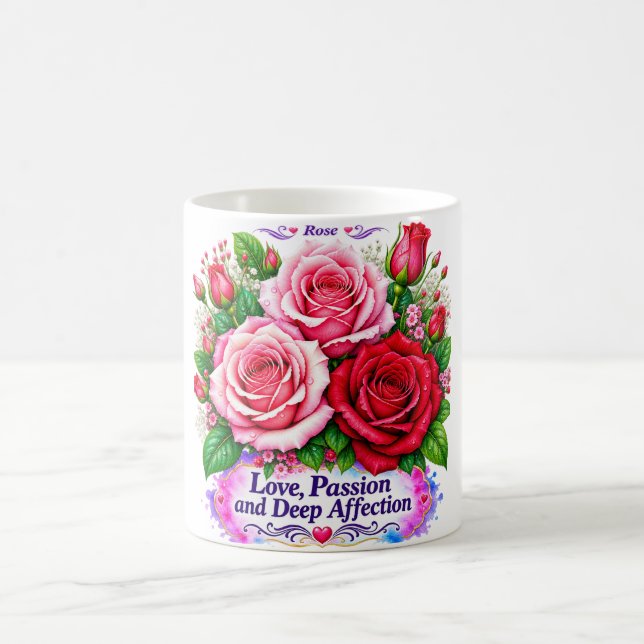 Rose: Love, Passion & Deep Affection Coffee Mug (Center)