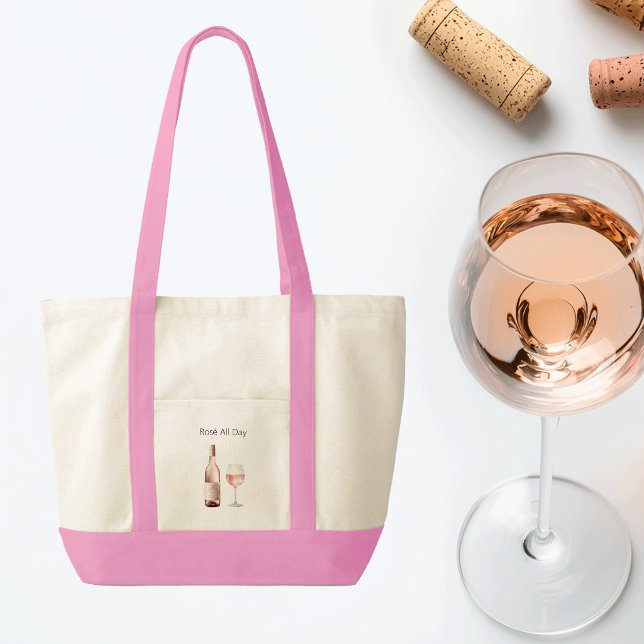 Rosé Lover Tote Bag with Funny Saying  (Rosé lover pink tote bag)