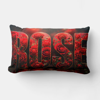 Rose Luxury Botanical Floral Deco Lumbar Cushion