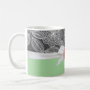 Rose Luxury Green Floral Damask Mug