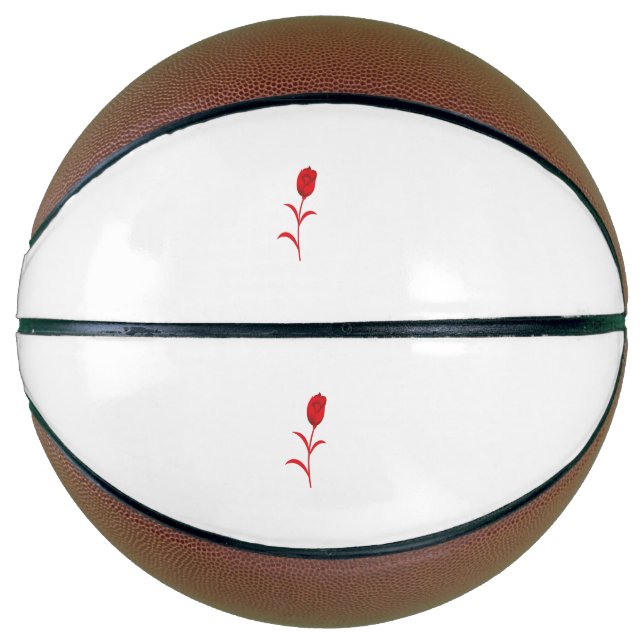 Rose Madder, Lava Red, floral Design Basketball (Front)