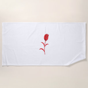 Rose Madder, Lava Red, floral Design Beach Towel