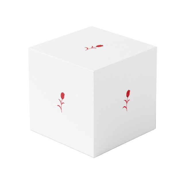 Rose Madder, Lava Red, floral Design Cube (Front Angled)
