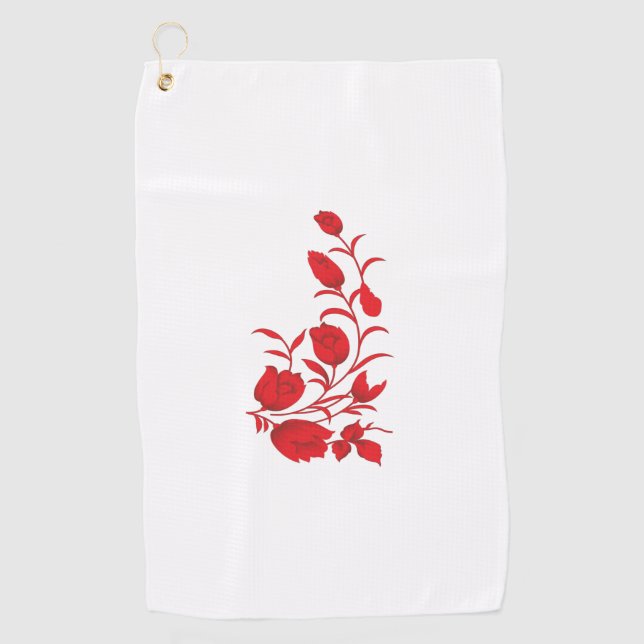 Rose Madder, Thunderbird floral design Golf Towel (Front)