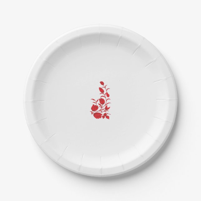Rose Madder, Thunderbird floral design Paper Plate (Front)