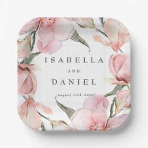 Rose Magnolia Custom Wedding Napkins Paper Plate