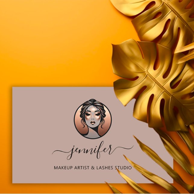 Rose Makeup Artist Custom Logo Lashes QR Oriental  Business Card (Rose Makeup Artist Custom Logo Lashes QR Oriental Business Card)