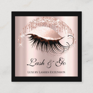 Rose Makeup Artist Eyelash Extension Rose Logo Square Business Card