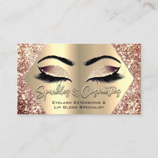 Rose Makeup Eyelash Extensions Lip Gloss Logo Business Card (Front)