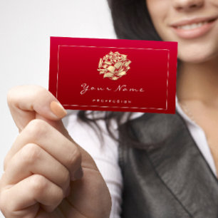 Rose Makeup SPA Beauty Floral QR LOGO Red Business Card