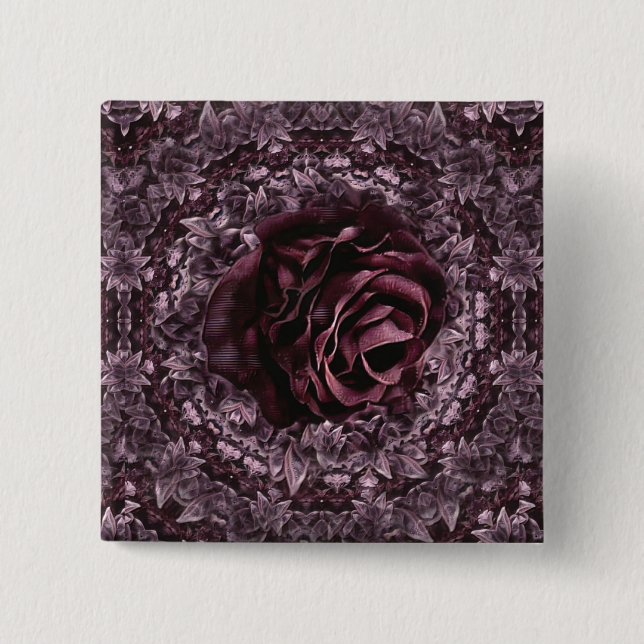 Rose Mandala  15 Cm Square Badge (Front)
