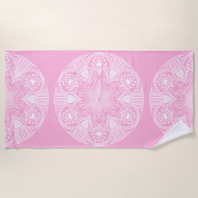 Rose Mandala Beach Towel (Front)