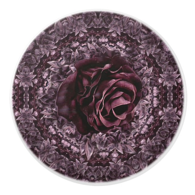 Rose Mandala  Ceramic Knob (Front)