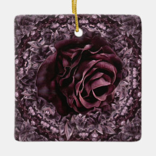 Rose Mandala  Ceramic Ornament