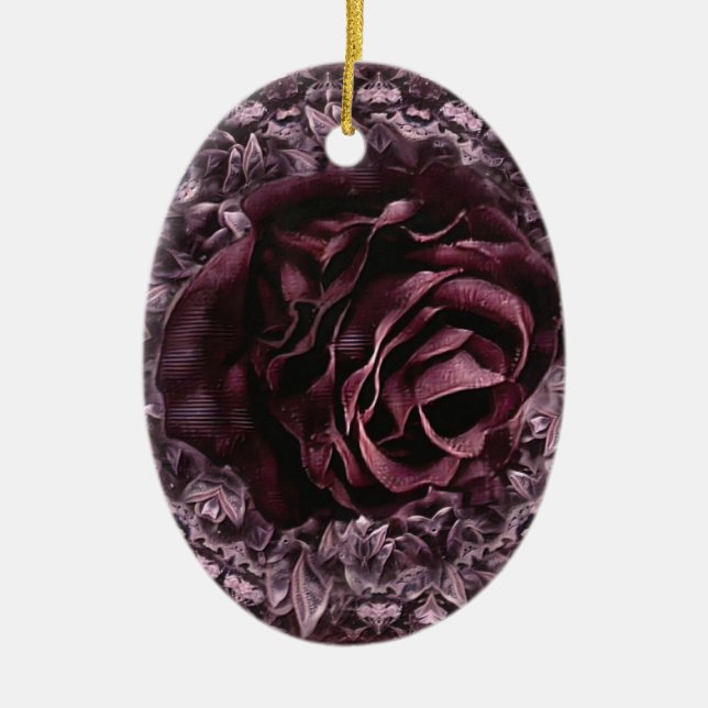 Rose Mandala  Ceramic Tree Decoration (Front)