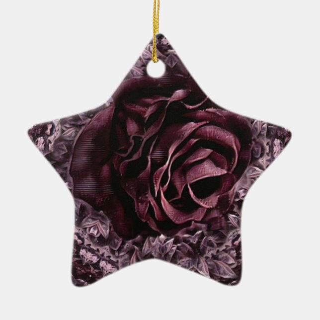 Rose Mandala  Ceramic Tree Decoration (Front)