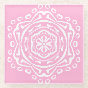 Rose Mandala Glass Coaster