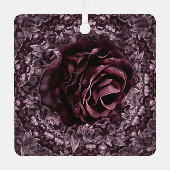 Rose Mandala  Metal Tree Decoration (Front)