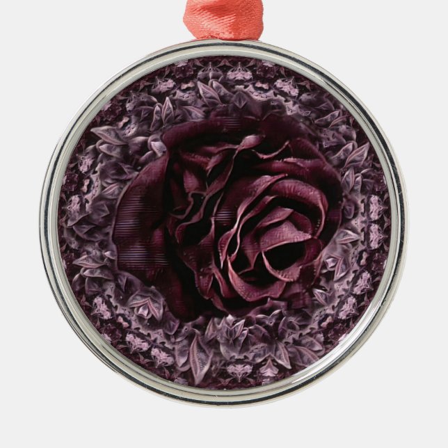 Rose Mandala  Metal Tree Decoration (Front)
