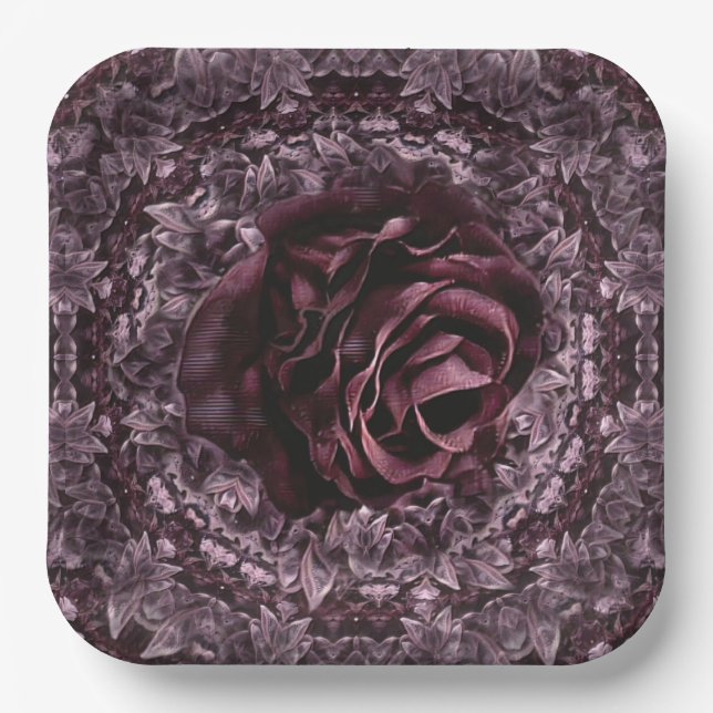 Rose Mandala  Paper Plate (Front)