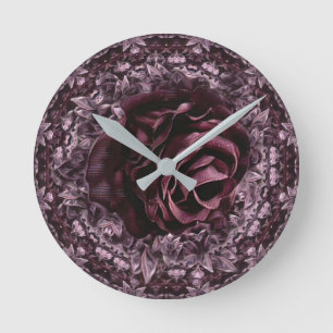 Rose Mandala  Round Clock