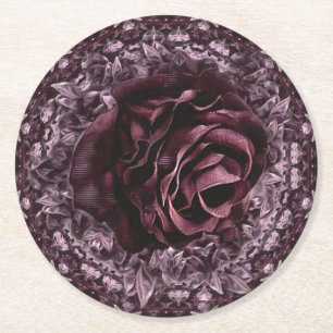 Rose Mandala  Round Paper Coaster