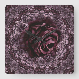 Rose Mandala Square Wall Clock