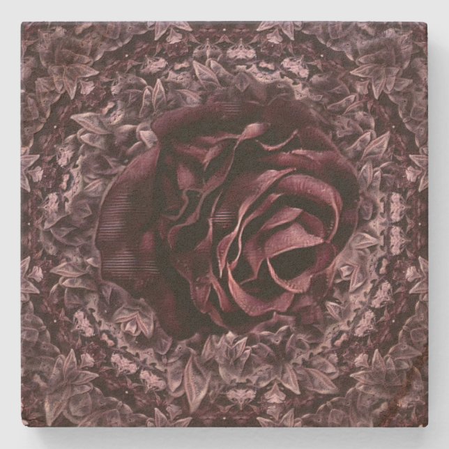 Rose Mandala  Stone Coaster (Front)