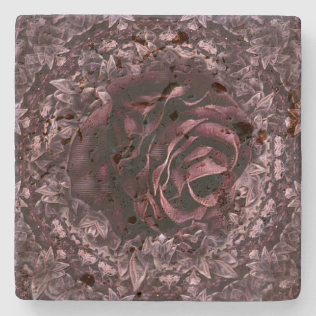 Rose Mandala  Stone Coaster (Front)