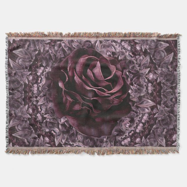 Rose Mandala  Throw Blanket (Front)