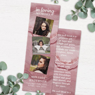 Rose Marble 3 Photo Poem Funeral Prayer Bookmark