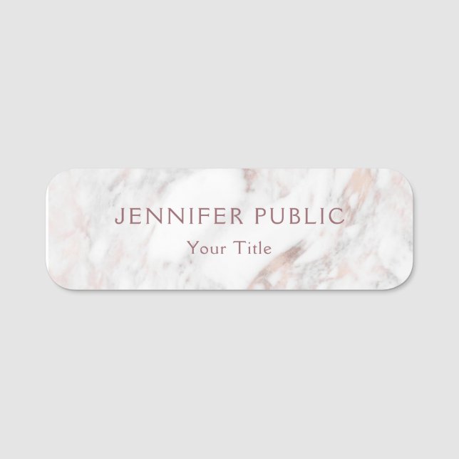Rose Marble Elegant Modern Template Professional Name Tag (Front)