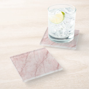 Rose Marble Organic Dusty Rose Blush Glass Coaster