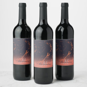 Rose Marble Texture Wine Label